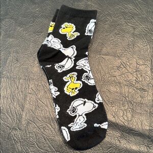 Snoopy & Woodstock Socks, Black, White & Yellow, NEW
